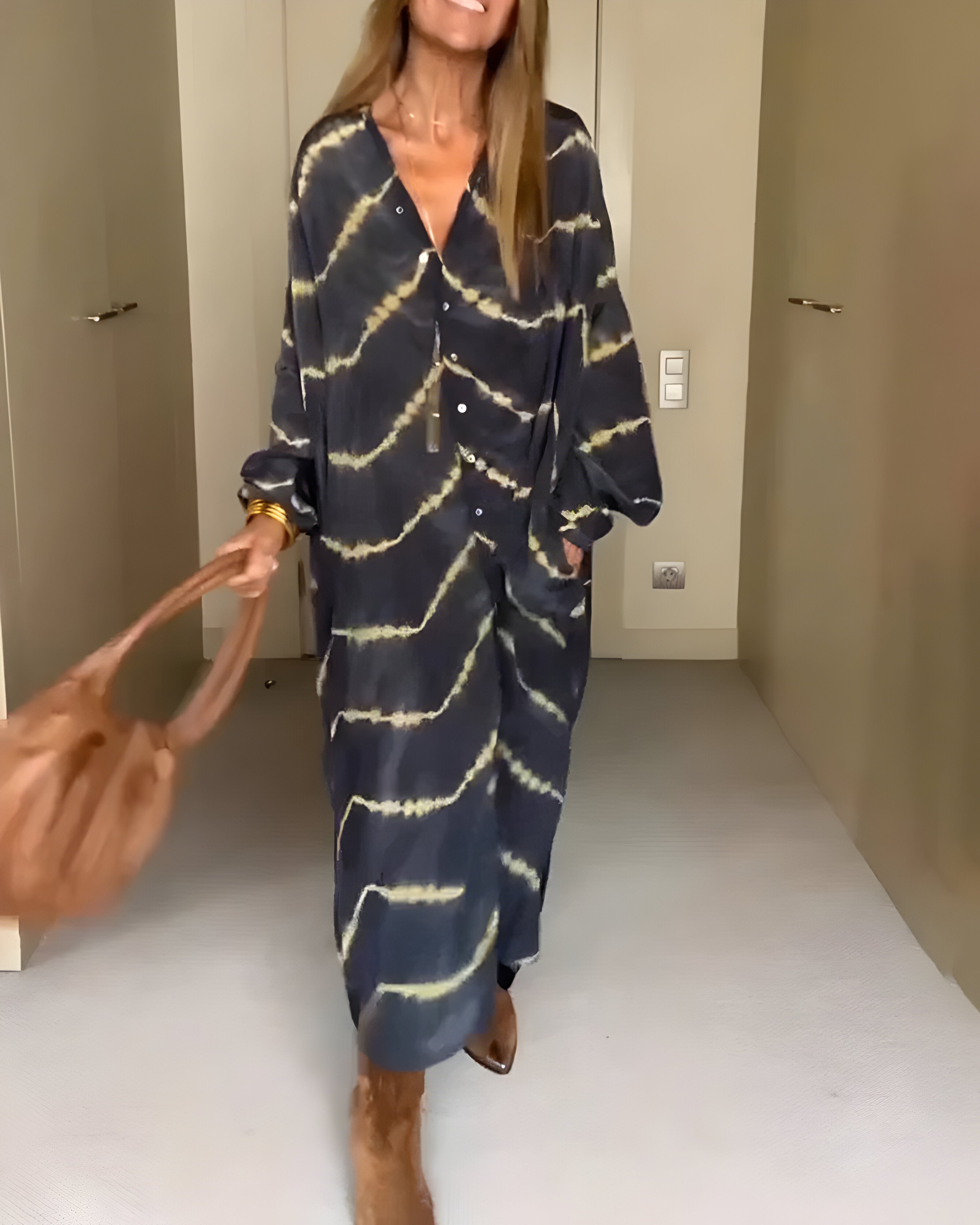 Julia™ | Maxi Bohemian Črtasta Obleka