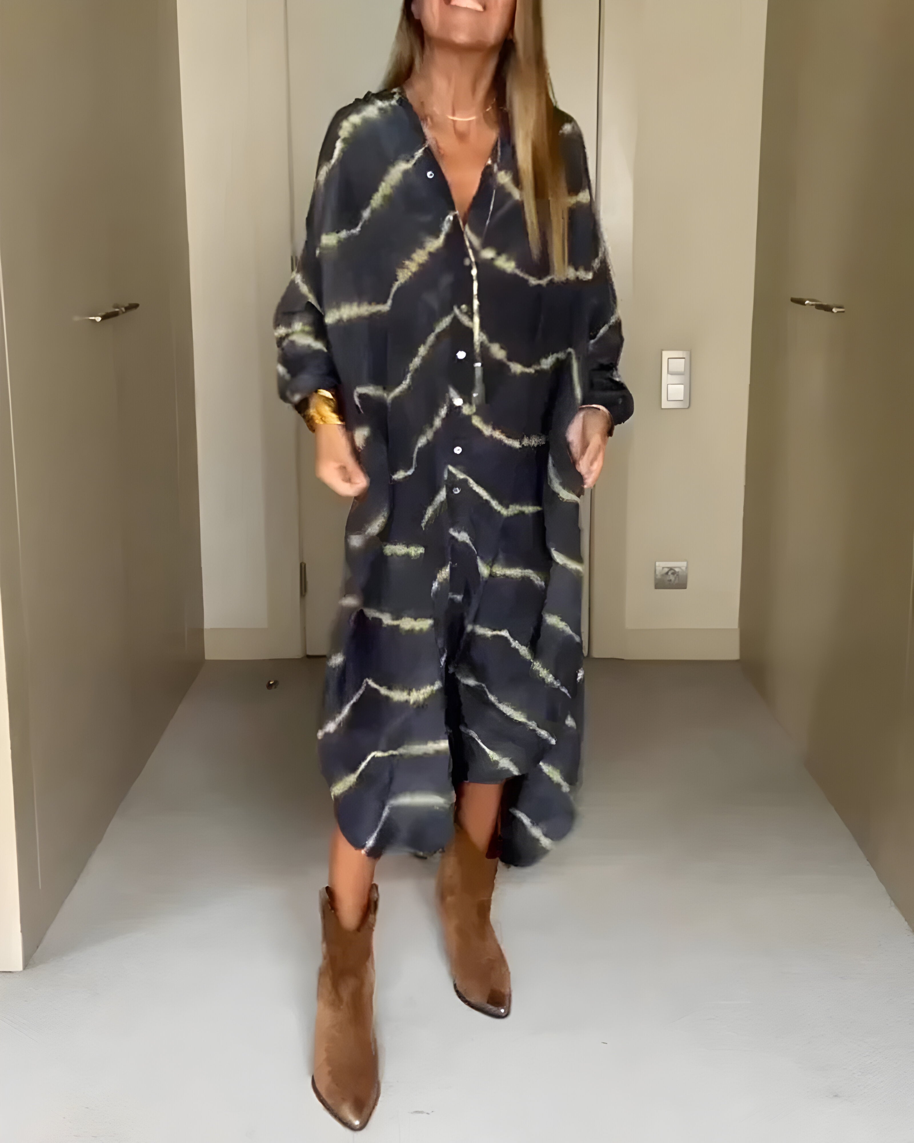 Julia™ | Maxi Bohemian Črtasta Obleka
