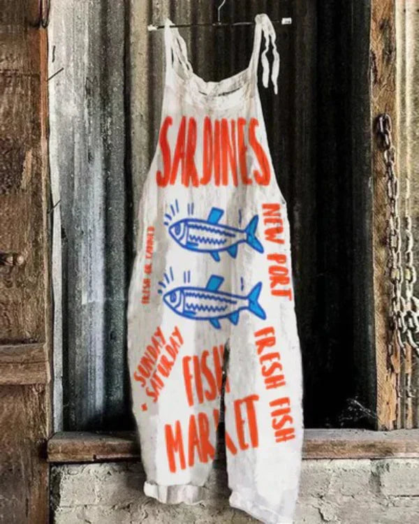 Marini™ | Motif Sardine Jumpsuit – Japonska Umetnost in Eleganca