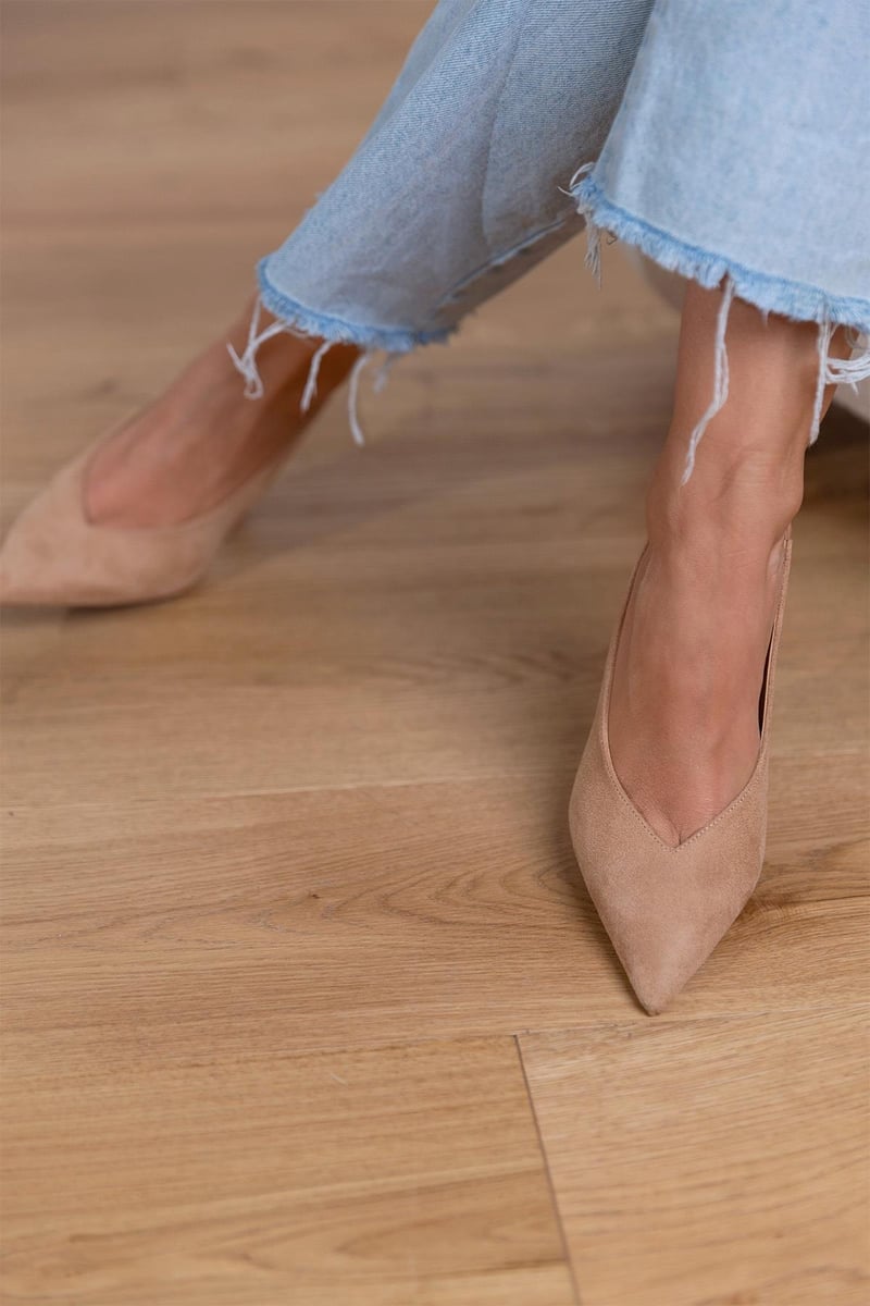 Marlena™ | Nude slingback čevlji z visokim peto