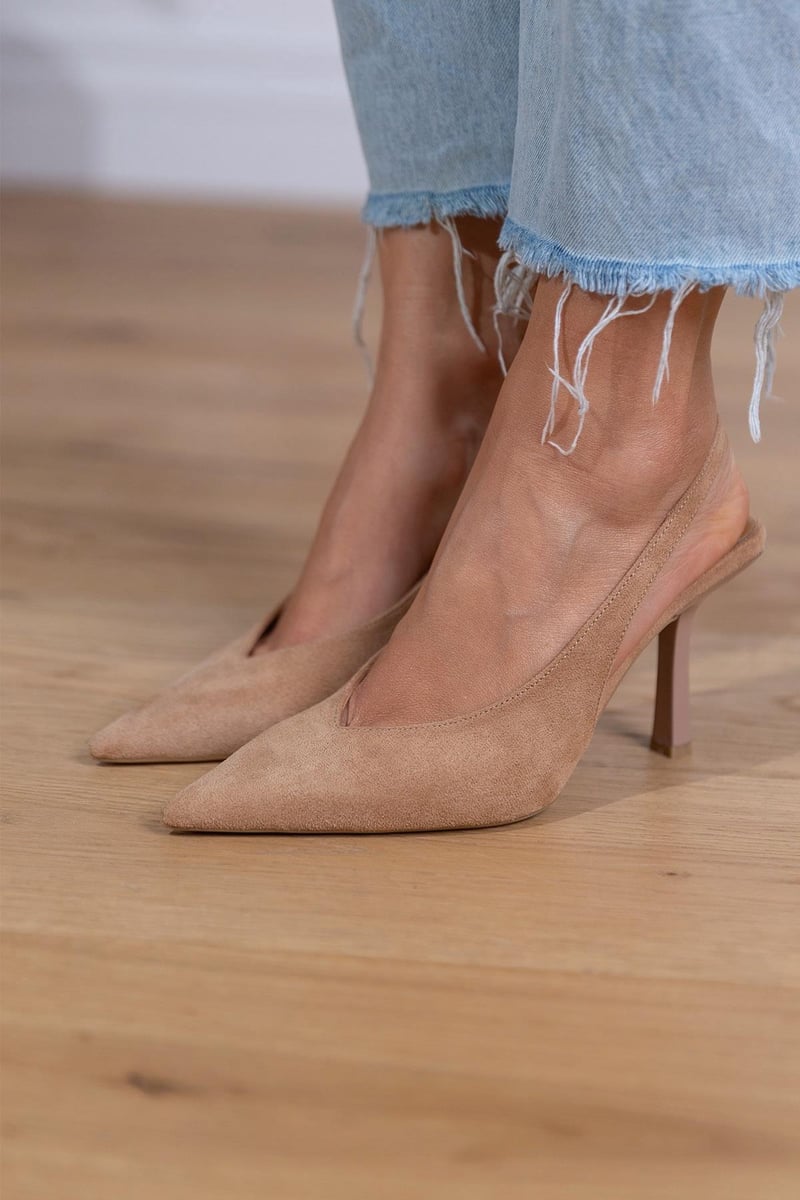 Marlena™ | Nude slingback čevlji z visokim peto