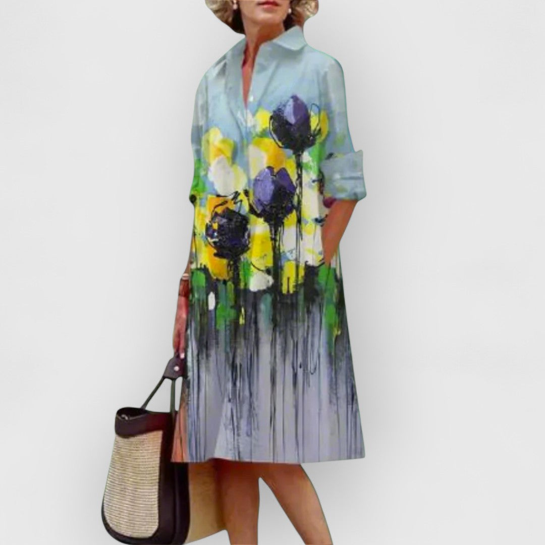 Aira | elegantna cvetna obleka