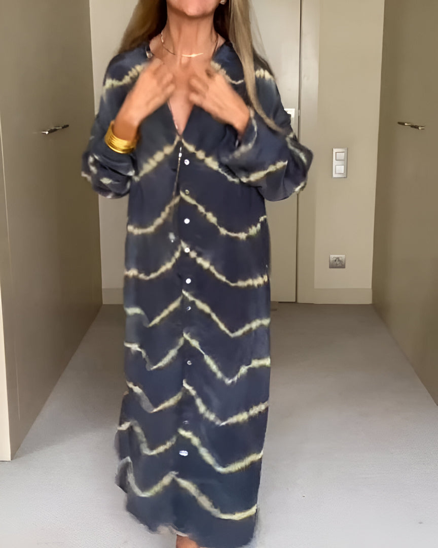 Julia™ | Maxi Bohemian Črtasta Obleka