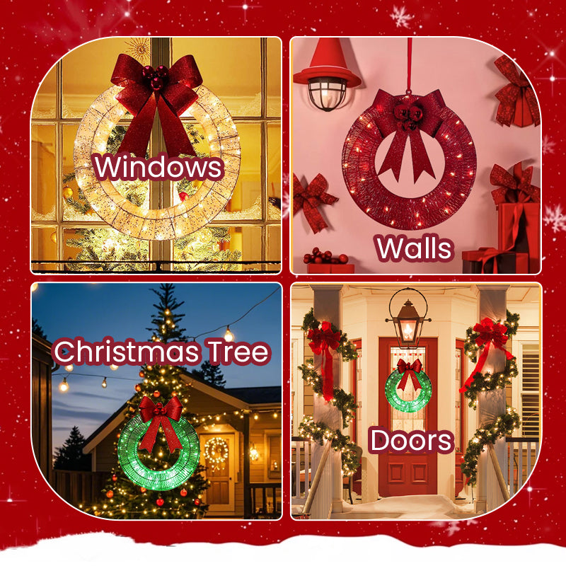 🎄 Jetzt im Vorverkauf! 🎀✨ Großer, beleuchteter Weihnachtskranz für den Außenbereich