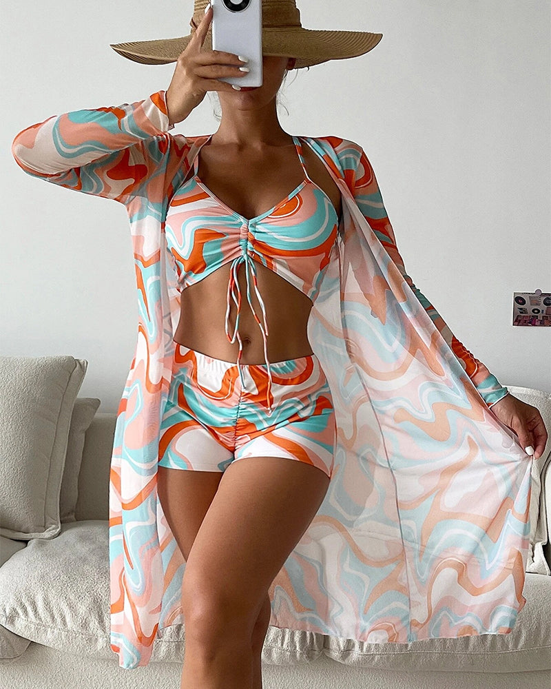 Jutta | 3-delni Bikini Set z Igrivim Tiskom