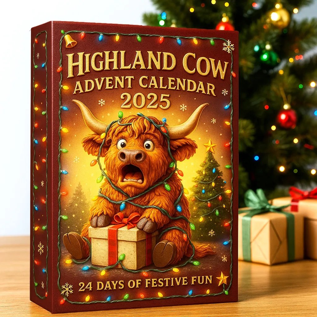 🐮Adventskalender med höglandskon 2025🎄✨ - Handgjord 3D-docka med höglandskon (24 delar)