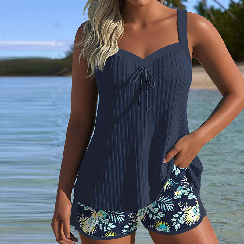 Elfriede | Črtasti tankini s udobnimi plažnimi hlačami