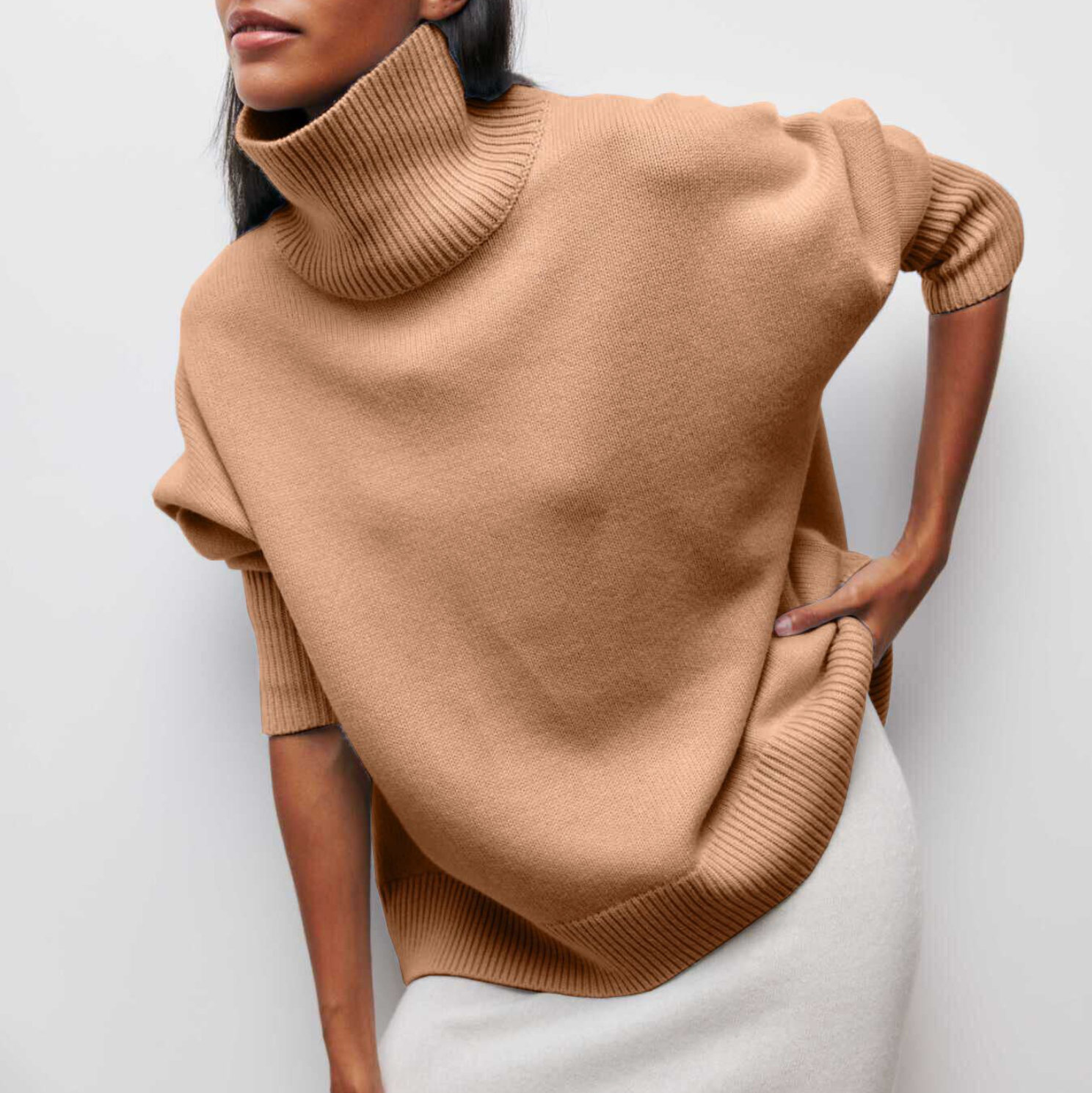 Amelia | Eleganten pleteni pulover z visokim ovratnikom