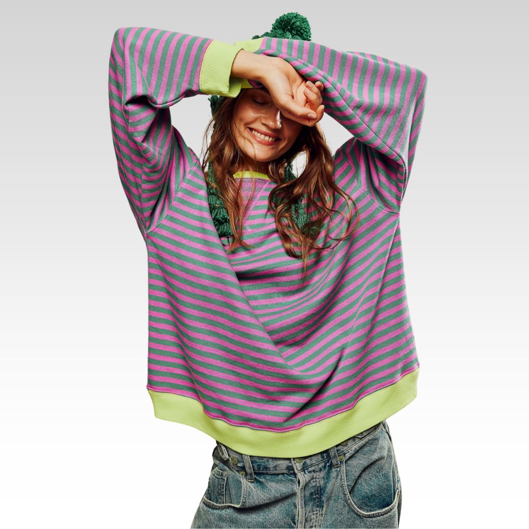 Mana | Črtast Oversize Pulover