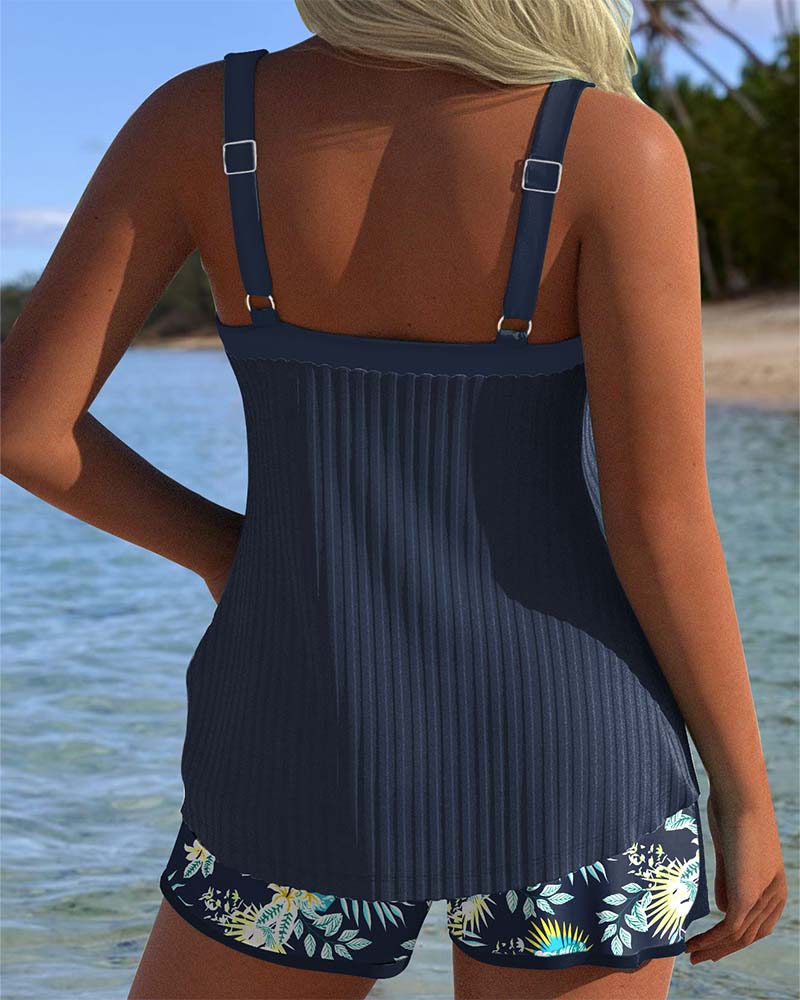 Elfriede | Črtasti tankini s udobnimi plažnimi hlačami