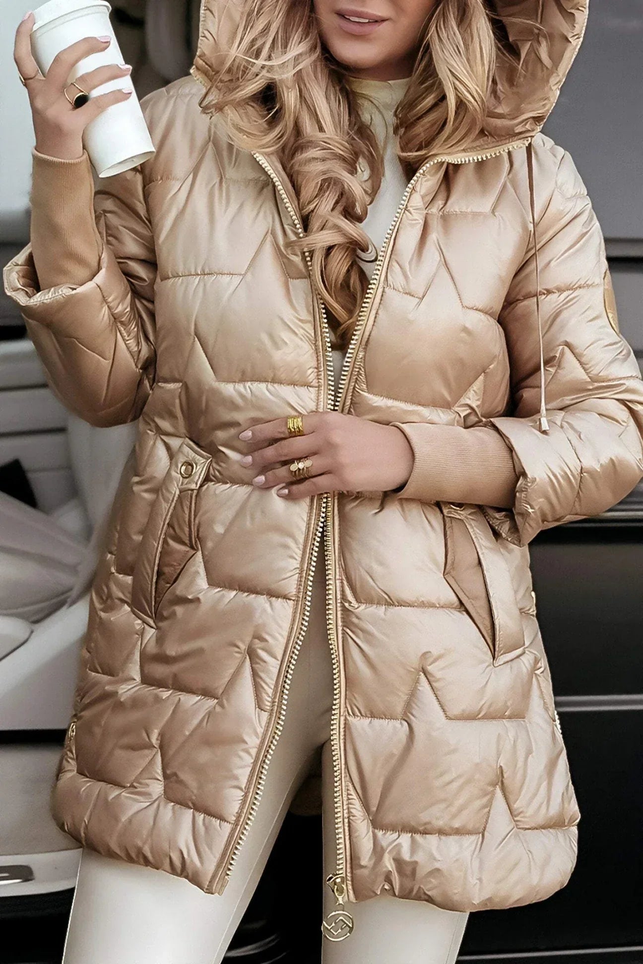 Ana™  | Eleganten zimski plašč s kapuco in podlogo