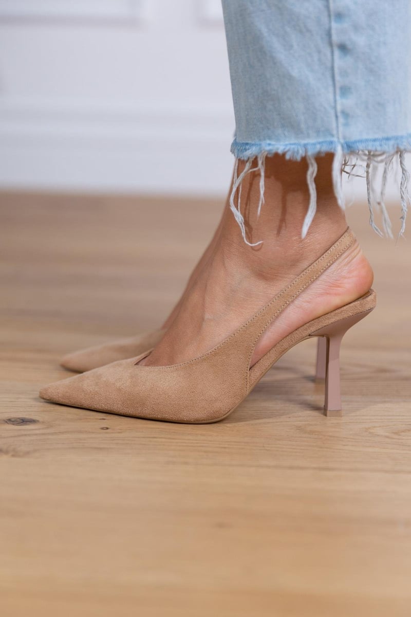 Marlena™ | Nude slingback čevlji z visokim peto